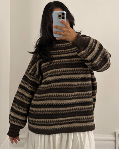 Multi Patterned Brown Sweater