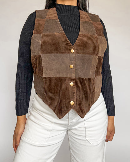 Brown Patchwork Vest