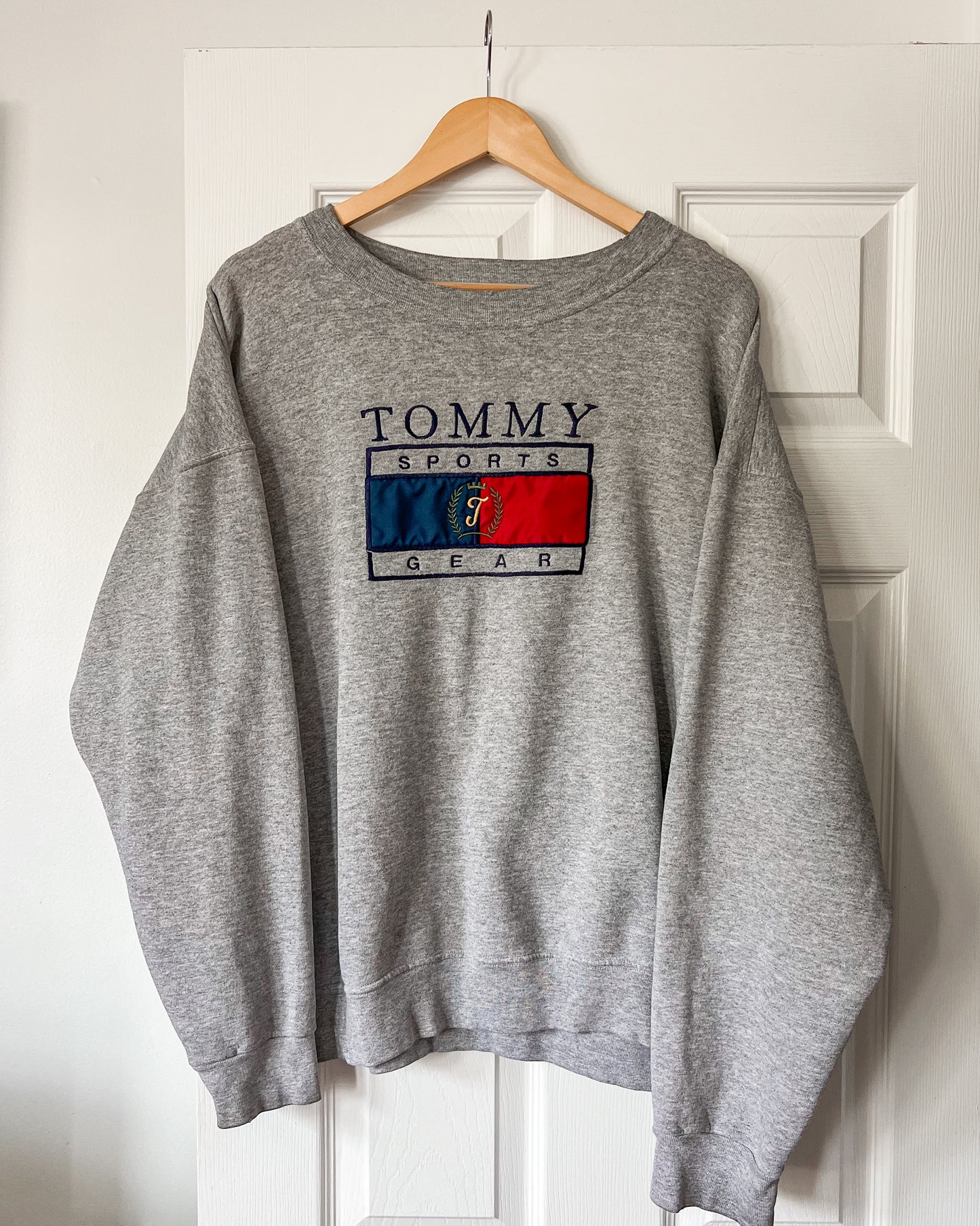 Tommy Embroidered Gray Crewneck Sweater