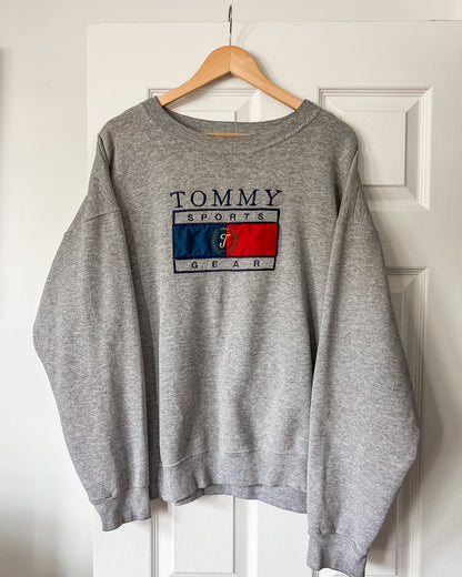 Tommy Embroidered Gray Crewneck Sweater