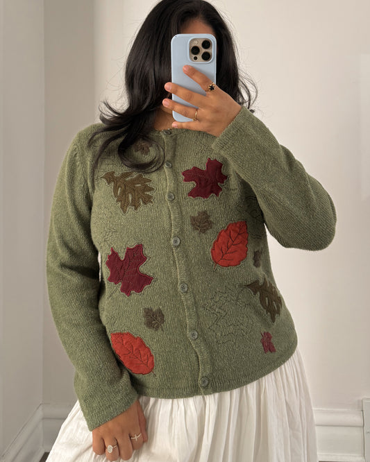 Green Leaf Knitted Cardigan