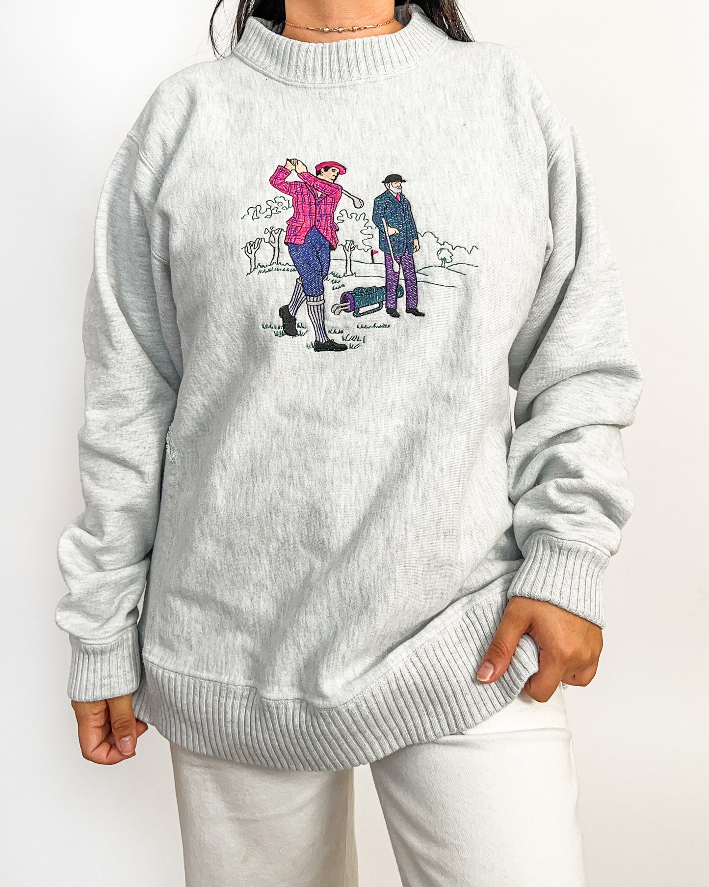 Grey Golf Embroidered Crewneck