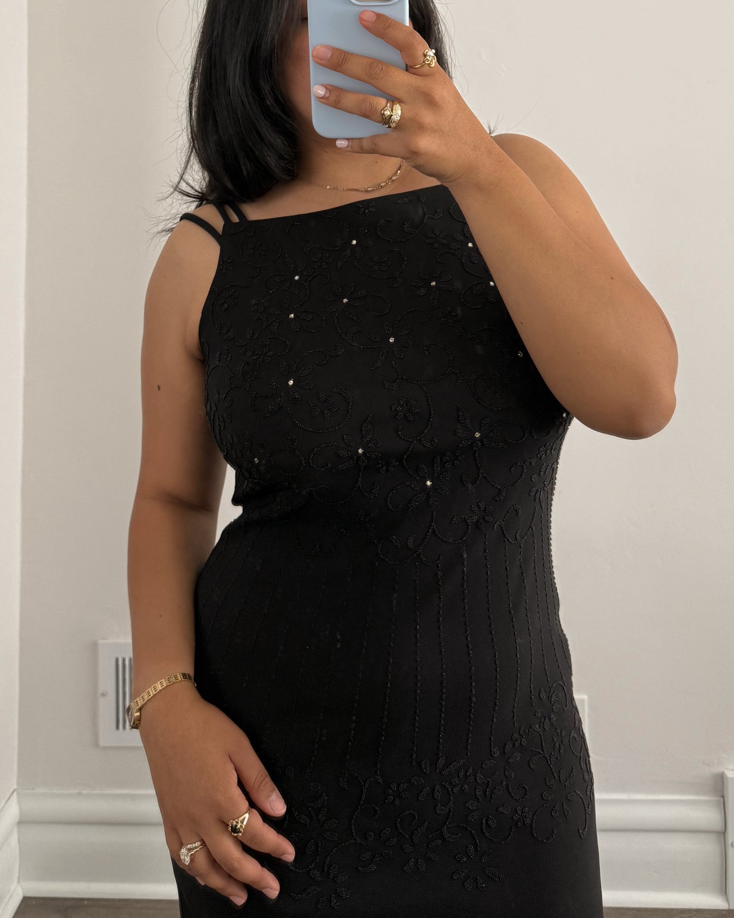 Vintage Black Beaded Dress