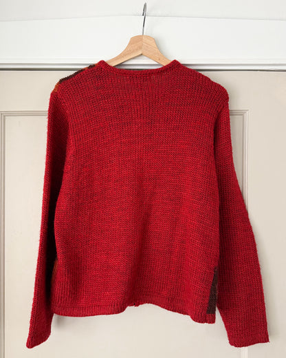 90’s Red Leaf Zip Up Sweater