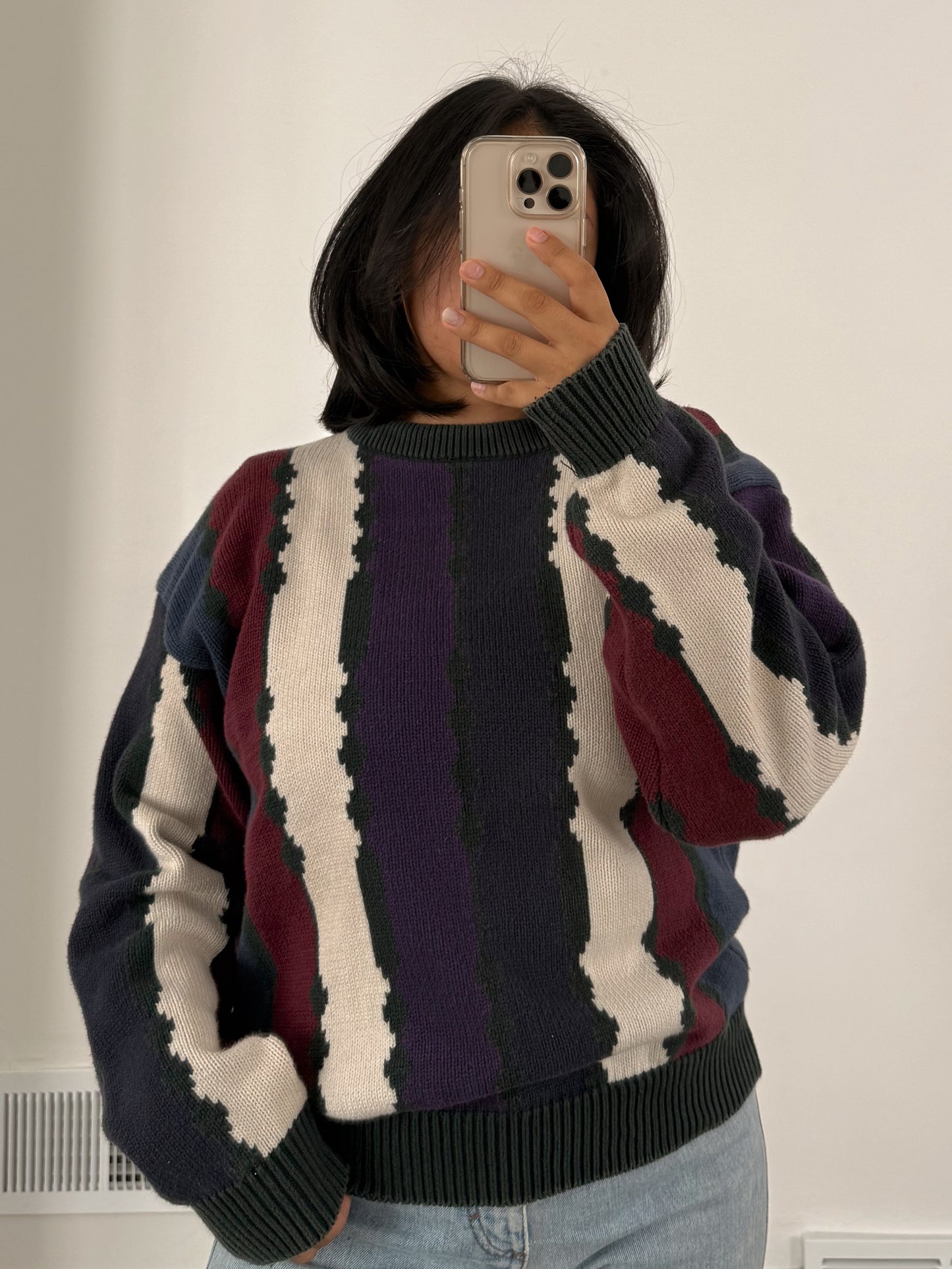 Retro Colorblock Knitted Sweater