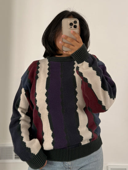 Retro Colorblock Knitted Sweater