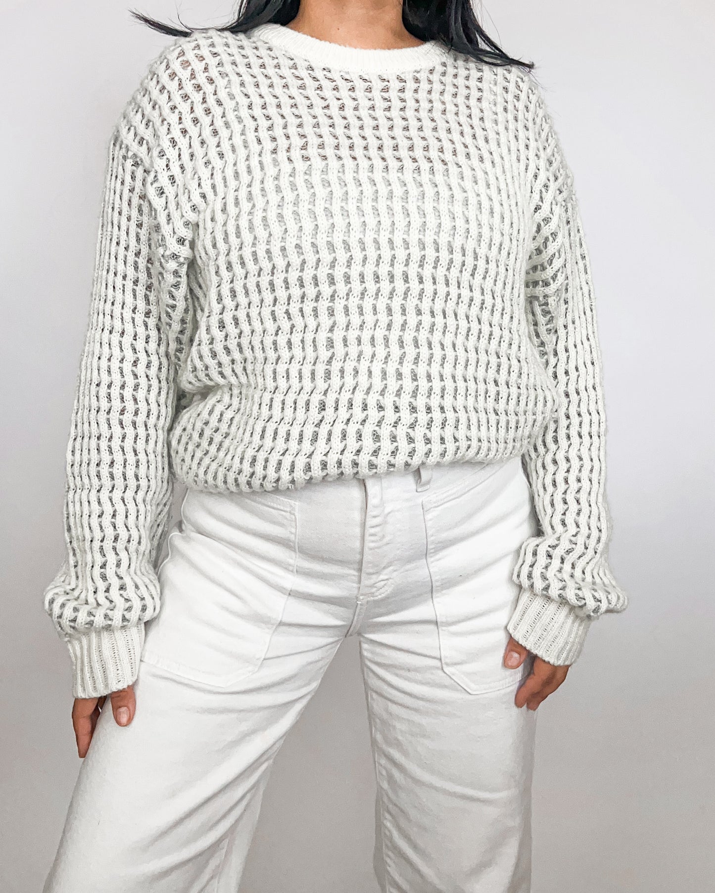 White and Gray Knitted Sweater