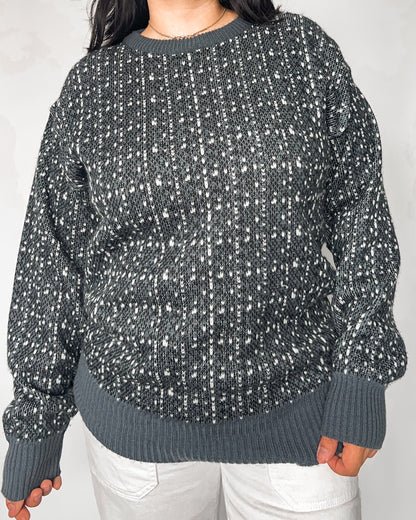 Grey Patterned Knitted Sweater