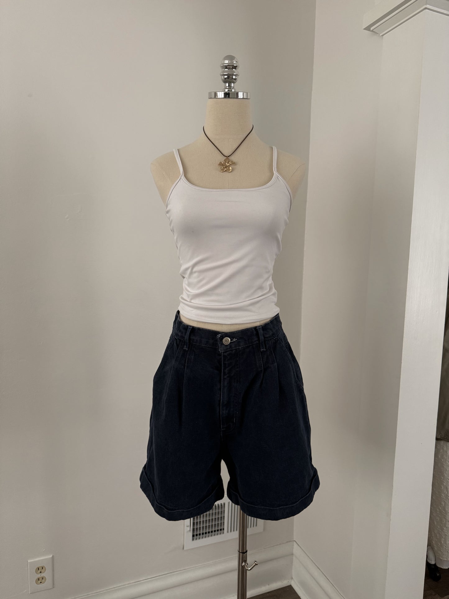 Vintage High Rise Dark Blue Denim Shorts