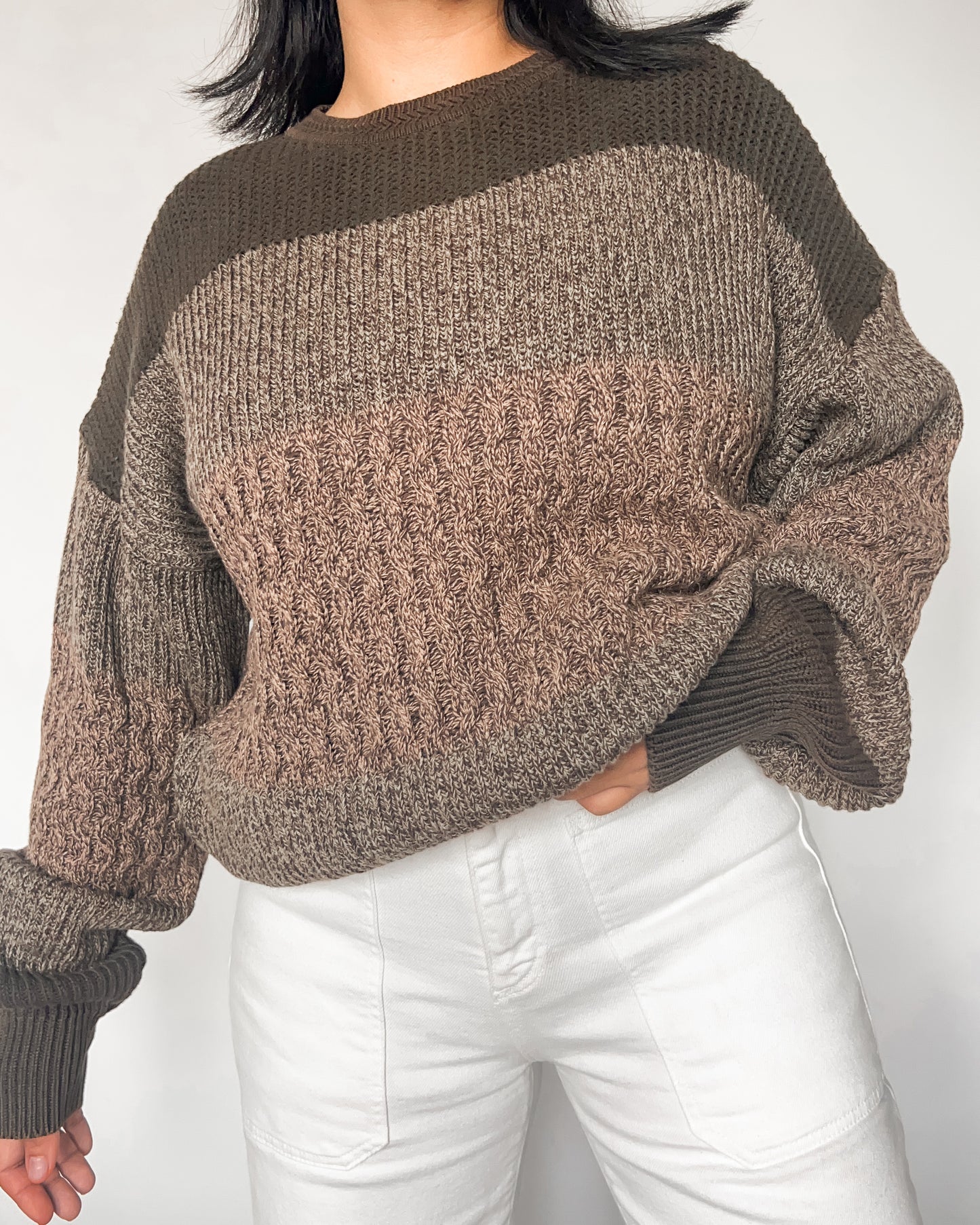 Colorblock Textured Knitted Sweater