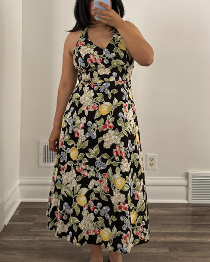 Black Floral Halter Dress