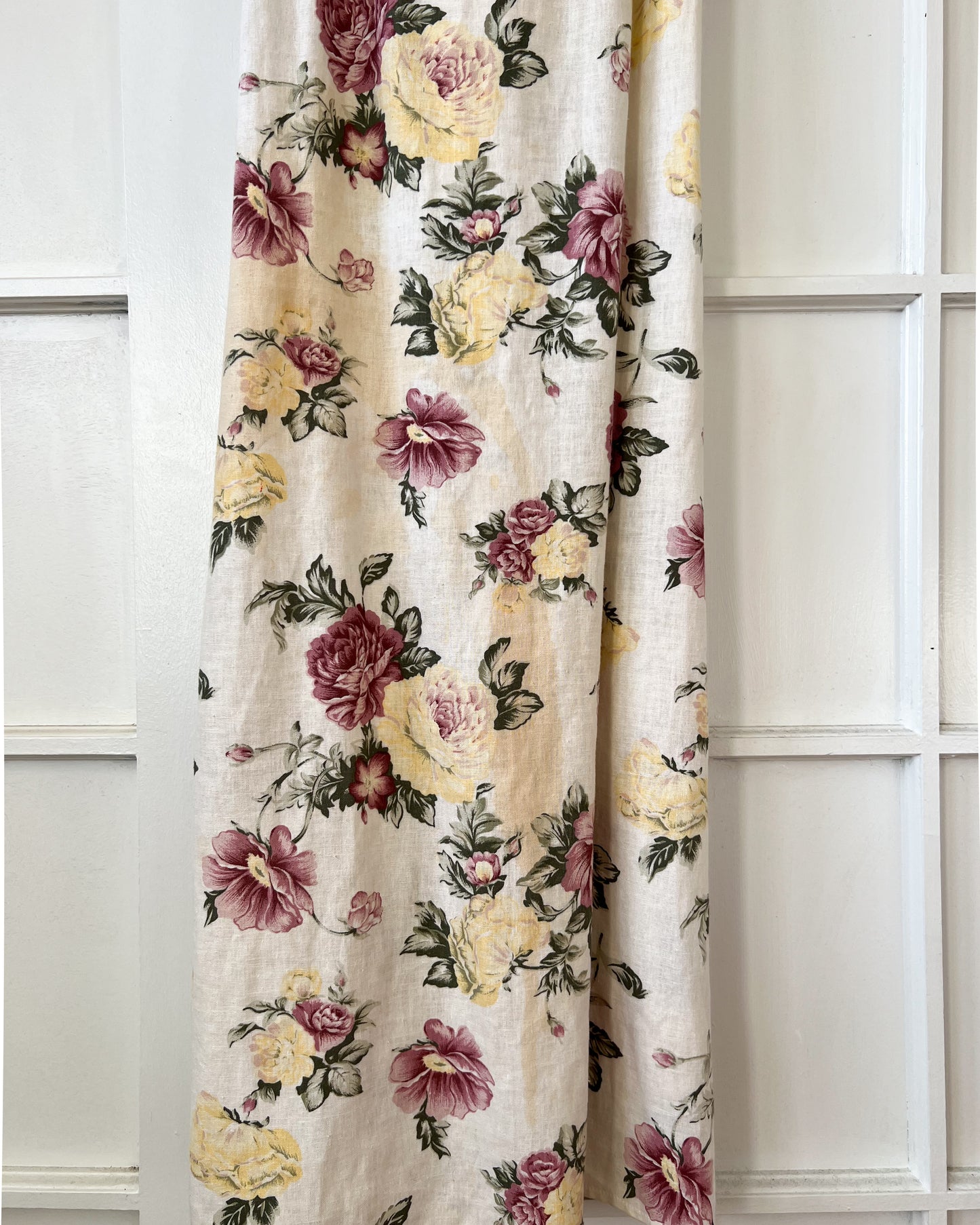 Vintage Linen Floral Maxi Dress