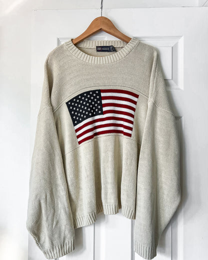 American Flag Off White Knitted Sweater