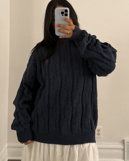 Chaps Ralph Lauren Navy Cable Knit Sweater