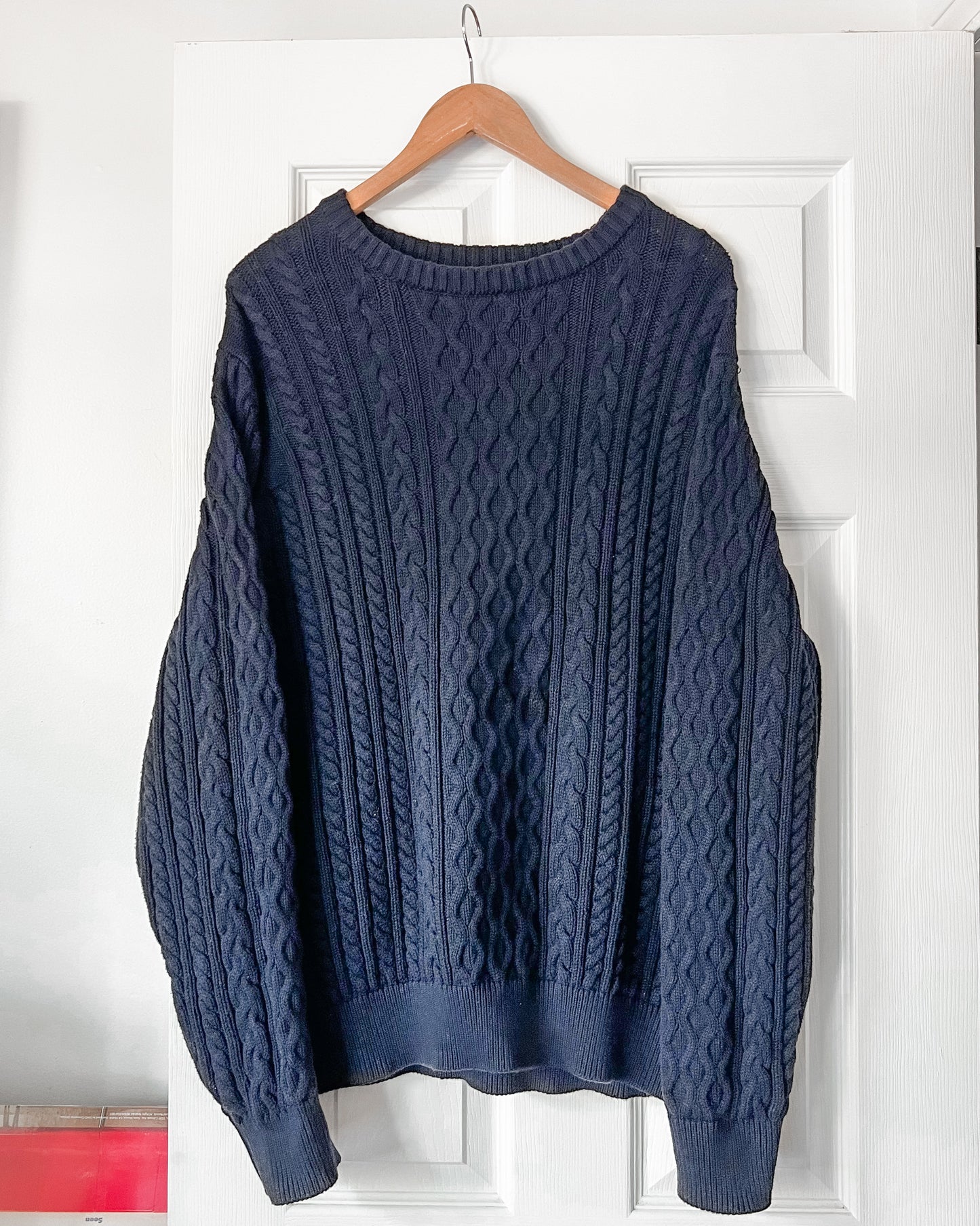 Navy Chunky Cableknit Sweater
