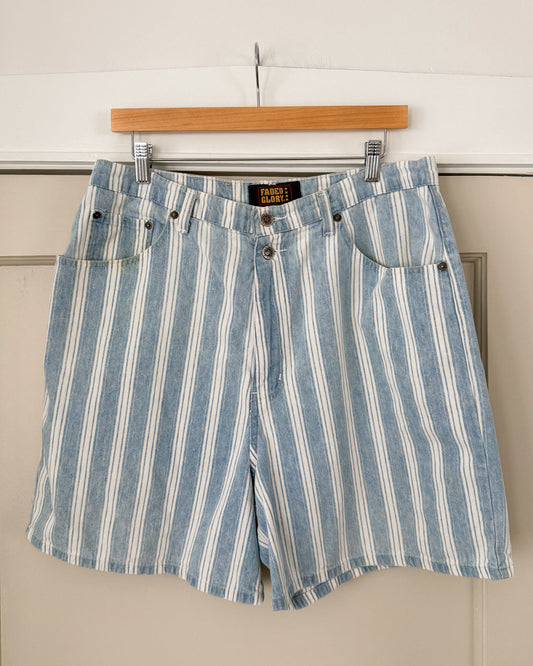 Vintage Striped Ultra High Rise Denim Shorts