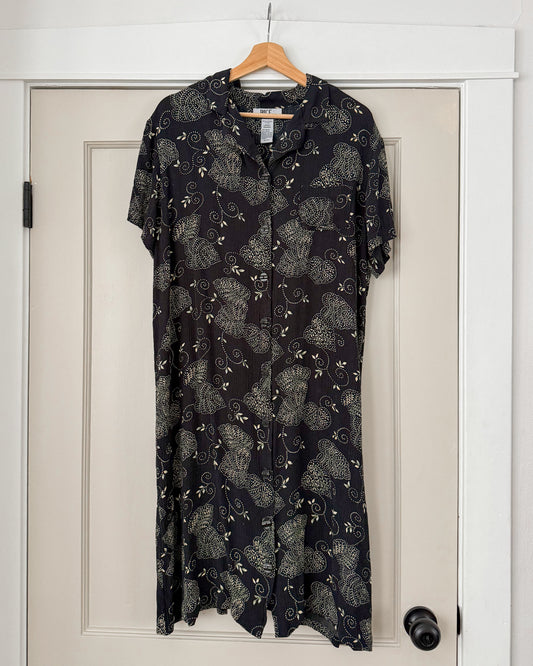 Black Collared Button Dress