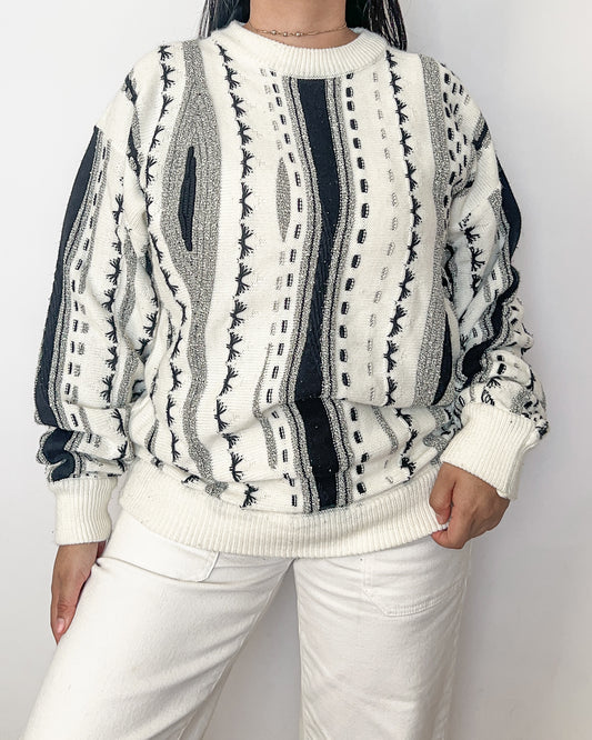 Black and White Coogi Style Sweater