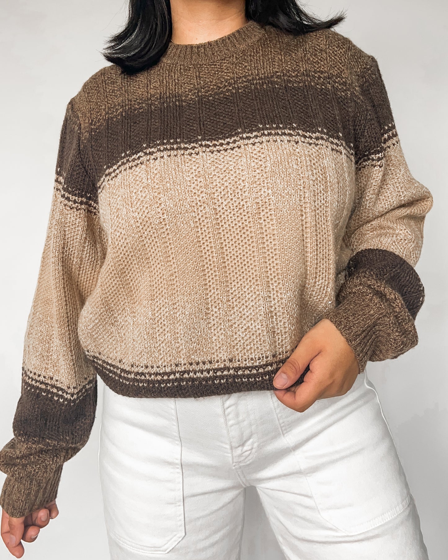 Brown Striped Knitted Sweater