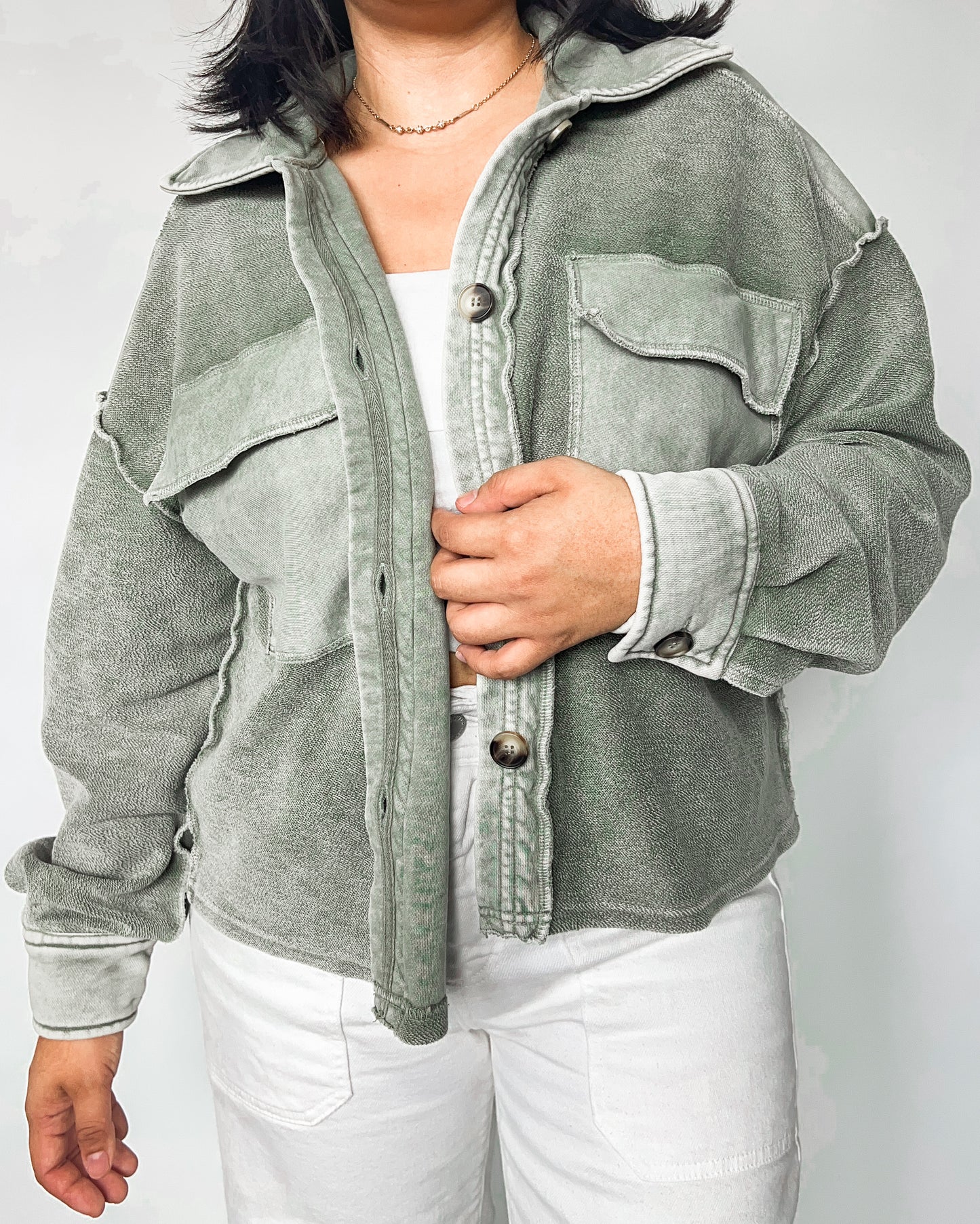 Green Textured Shacket