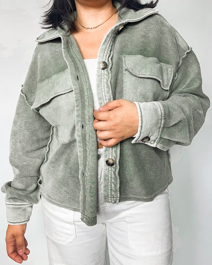 Green Textured Shacket