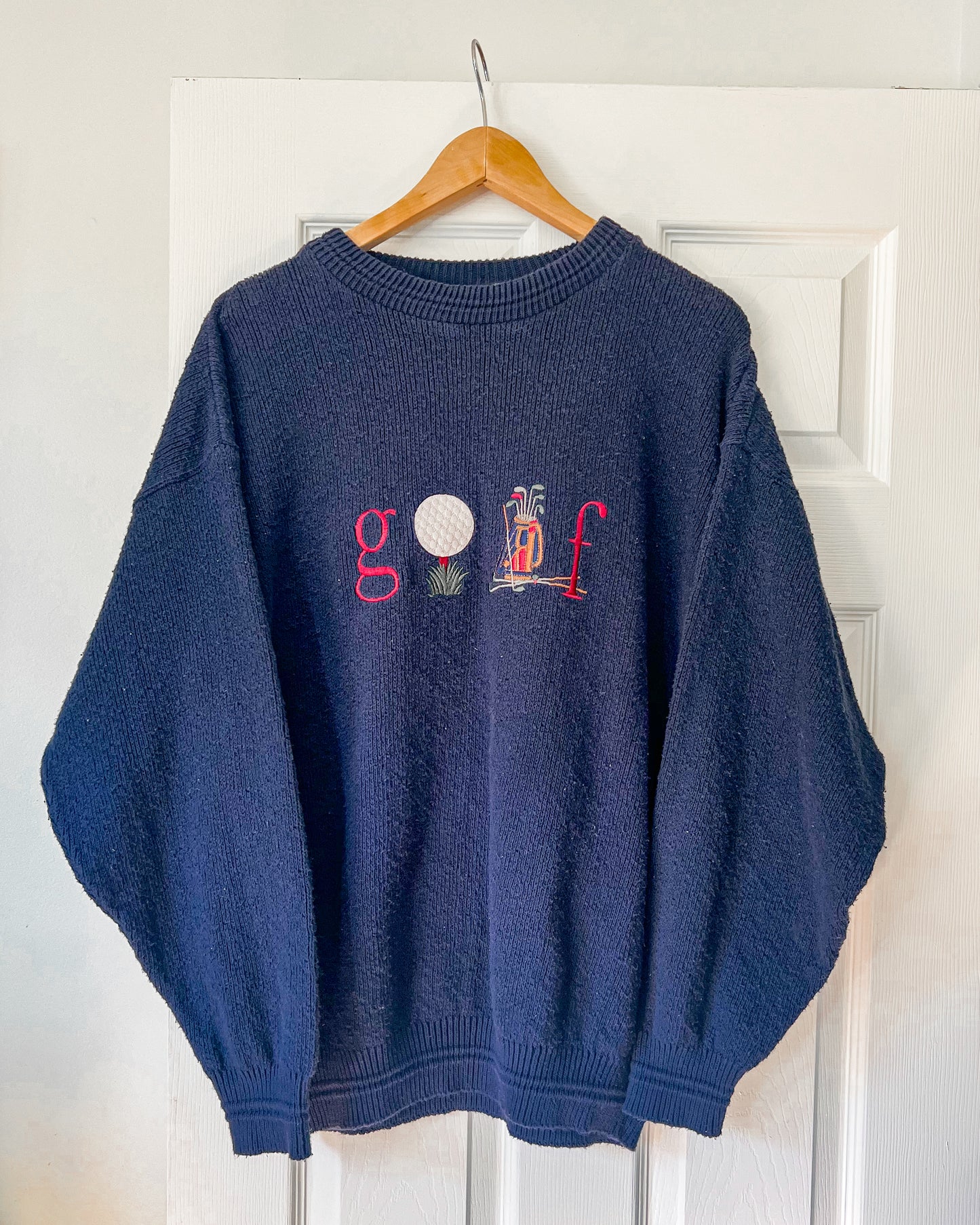 Navy Golf Embroidered Knitted Sweater