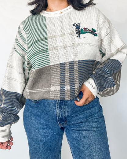 Vintage Embroidered Golf Knitted Sweater