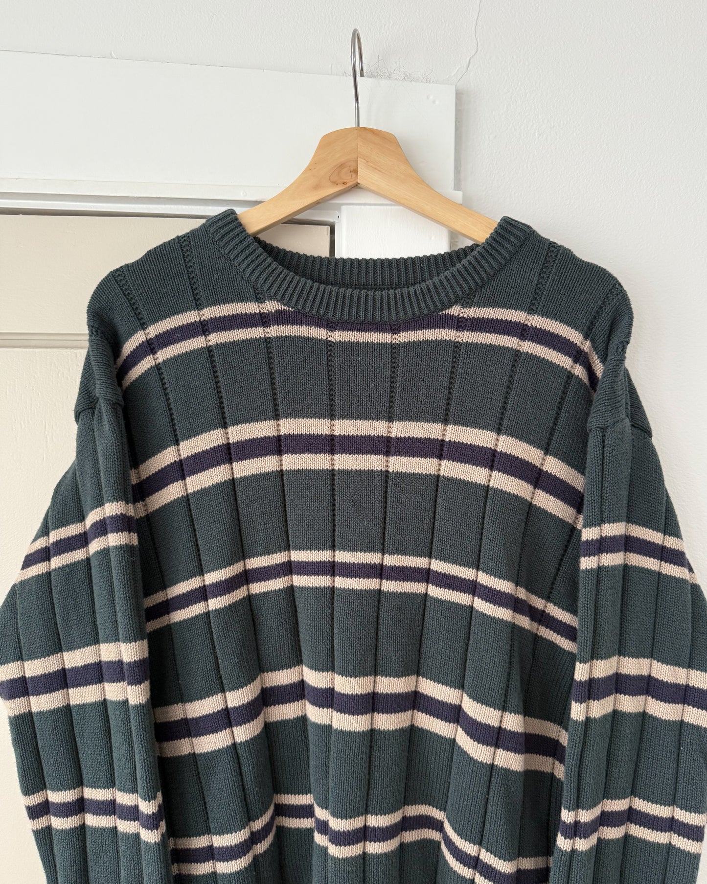 Green Striped Knitted Sweater