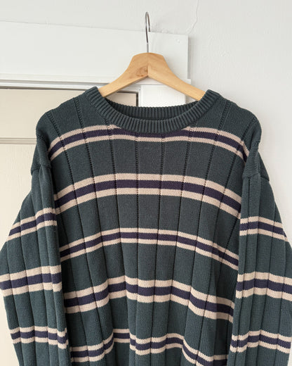 Green Striped Knitted Sweater