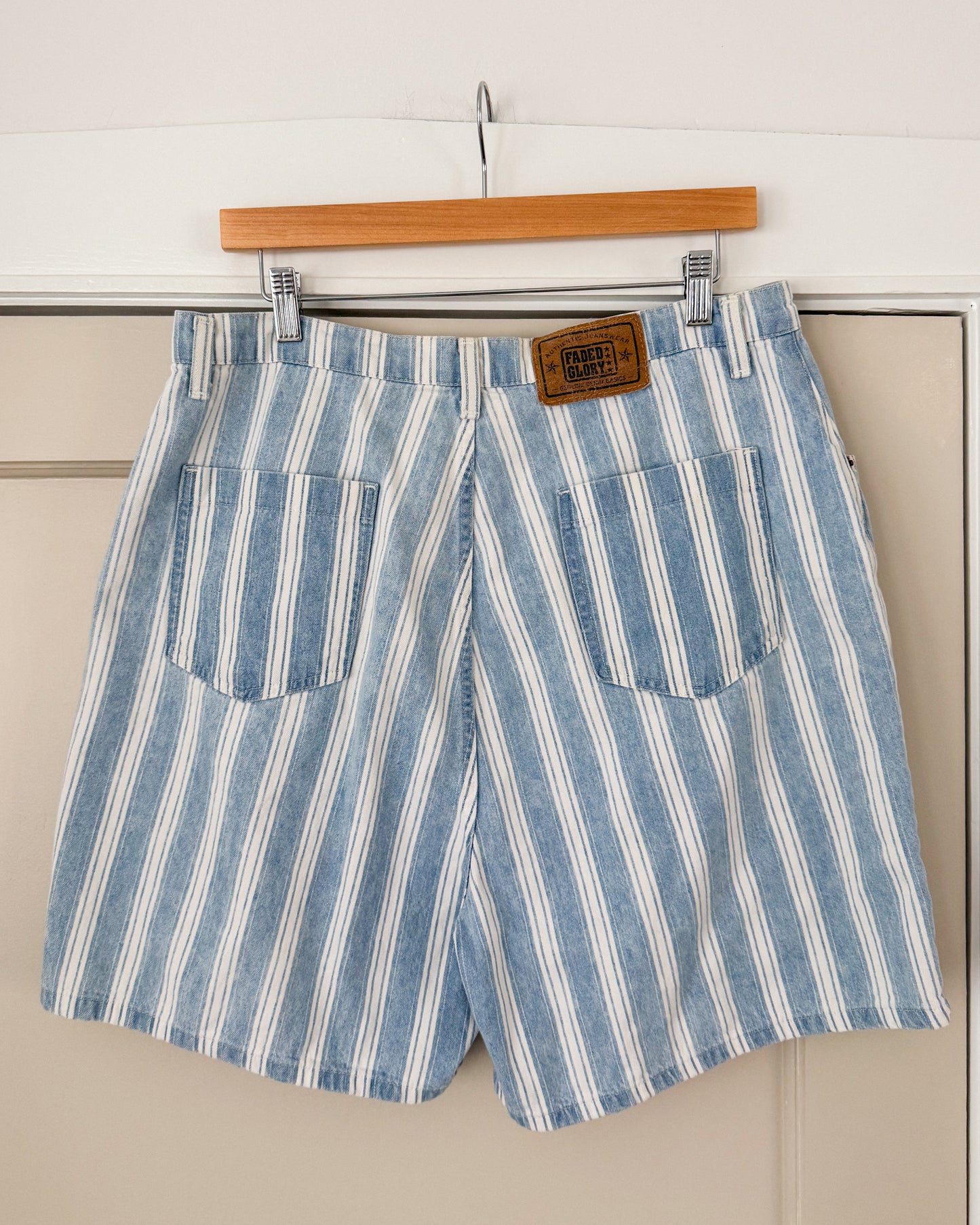 Vintage Striped Ultra High Rise Denim Shorts