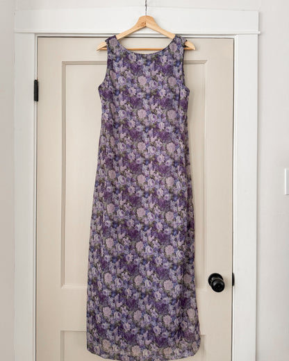 Vintage Purple Floral Maxi Dress
