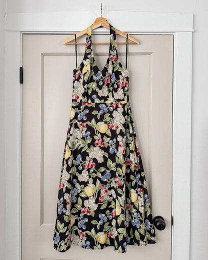 Black Floral Halter Dress