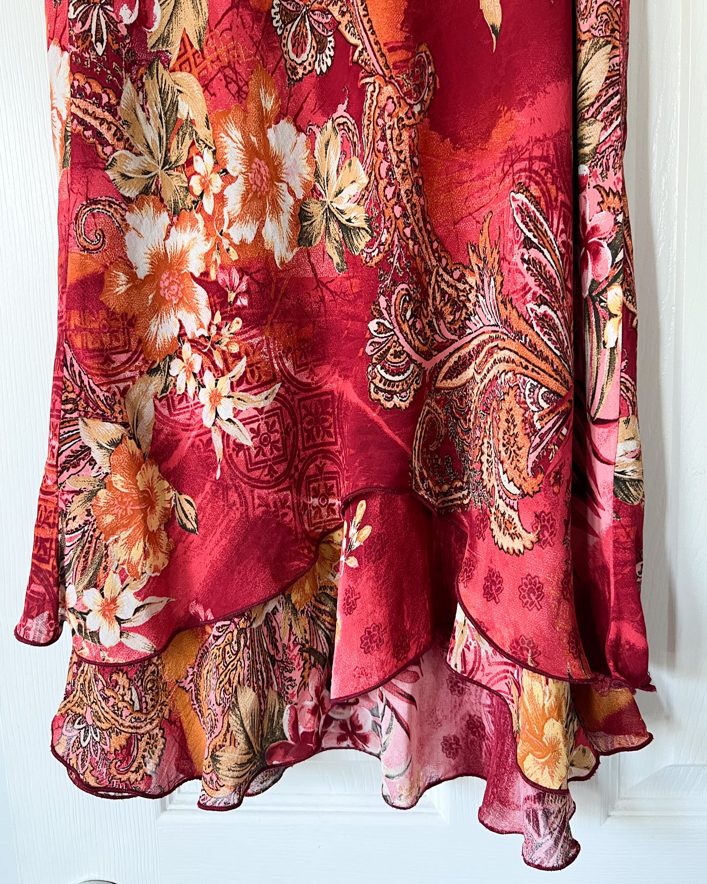 Vintage Floral Graphic Midi Skirt
