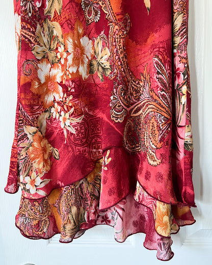 Vintage Floral Graphic Midi Skirt