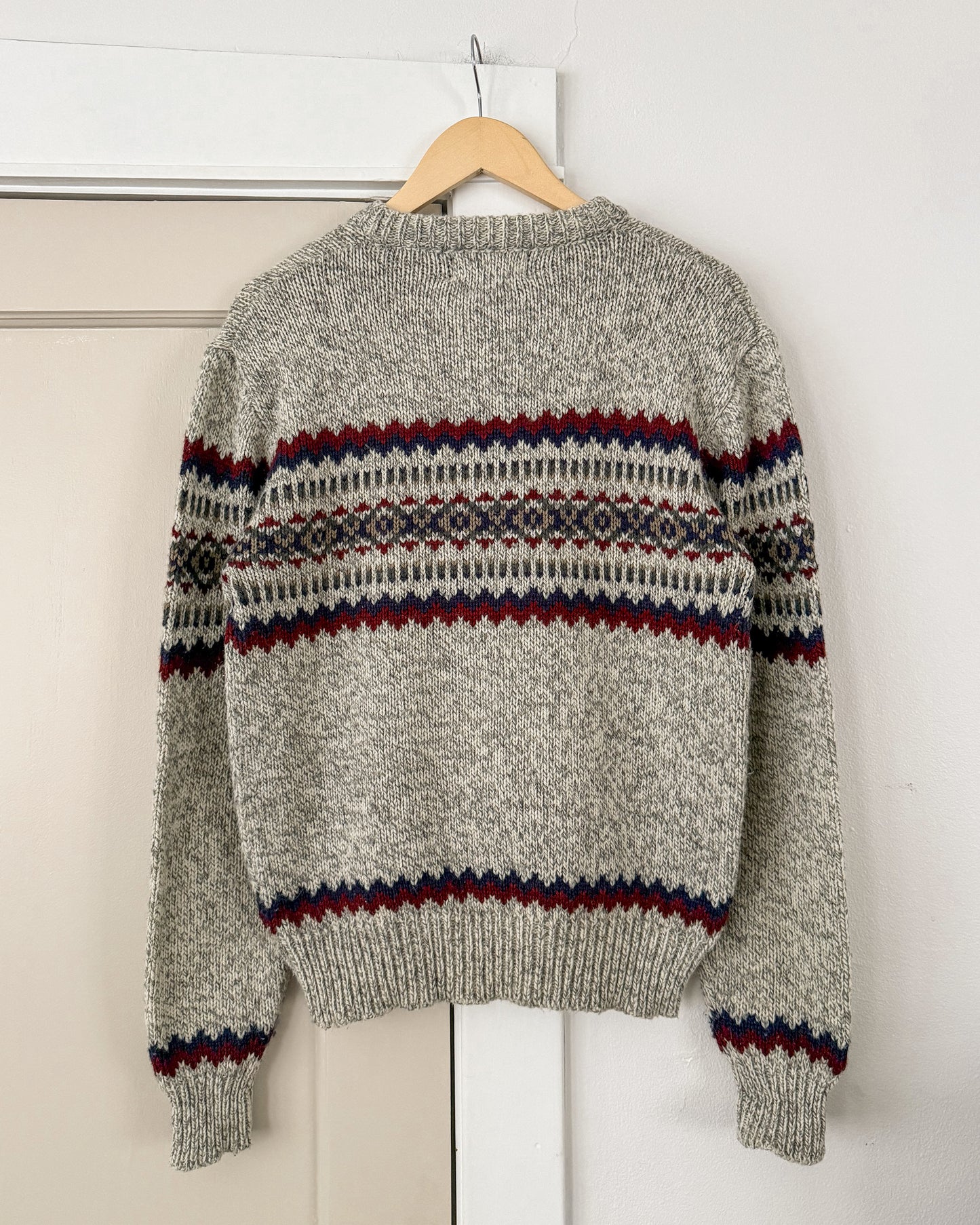 Multi Patterned Gray Knitted Sweater
