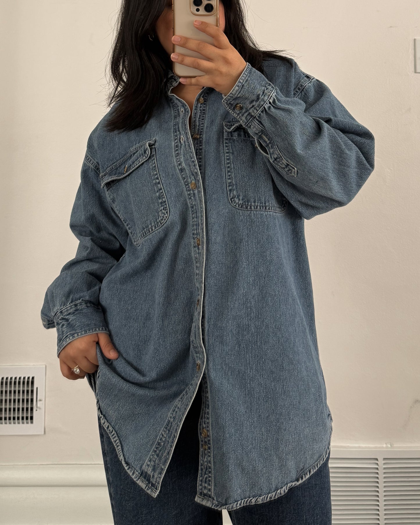 Denim Long Sleeve Button Up Shirt