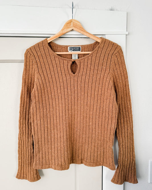 Ribbed Long Sleeve Knitted Shirt