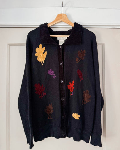 90’s Fall Leaf Cardigan Sweater