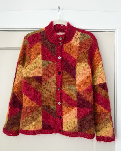 Geometric Mohair Blend Cardigan