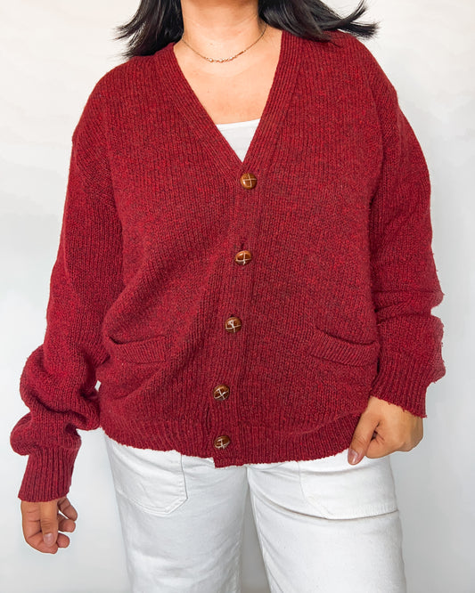 L.L. Bean Red Wool Knitted Cardigan