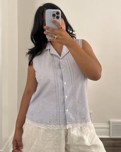 Collared Button Tank Top