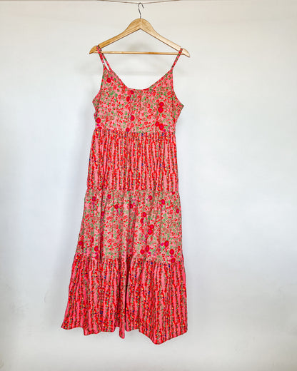 Pink Floral Tiered Maxi Dress