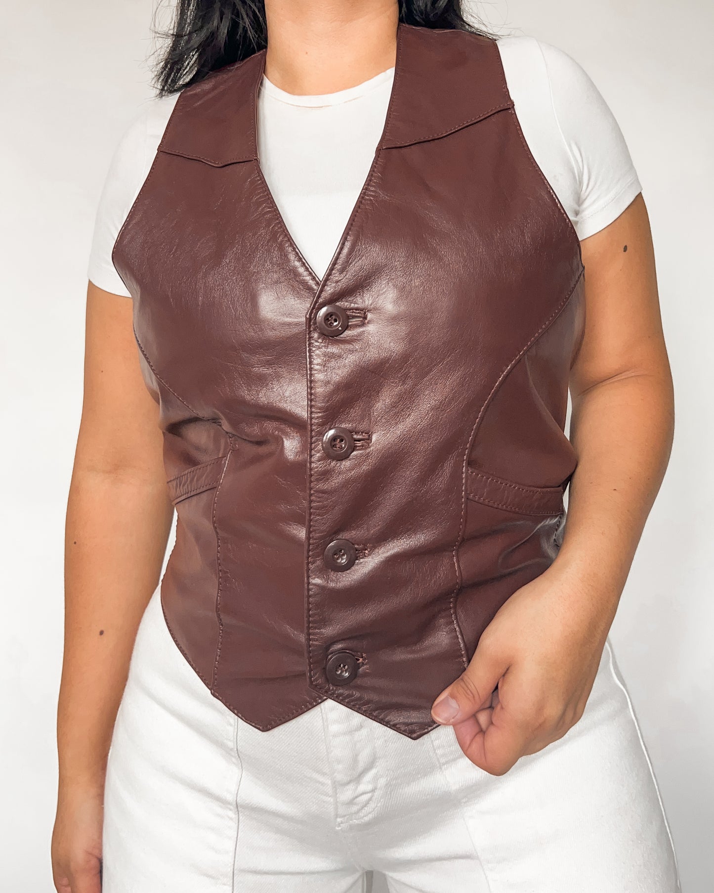 Vintage Burgendy Leather Vest