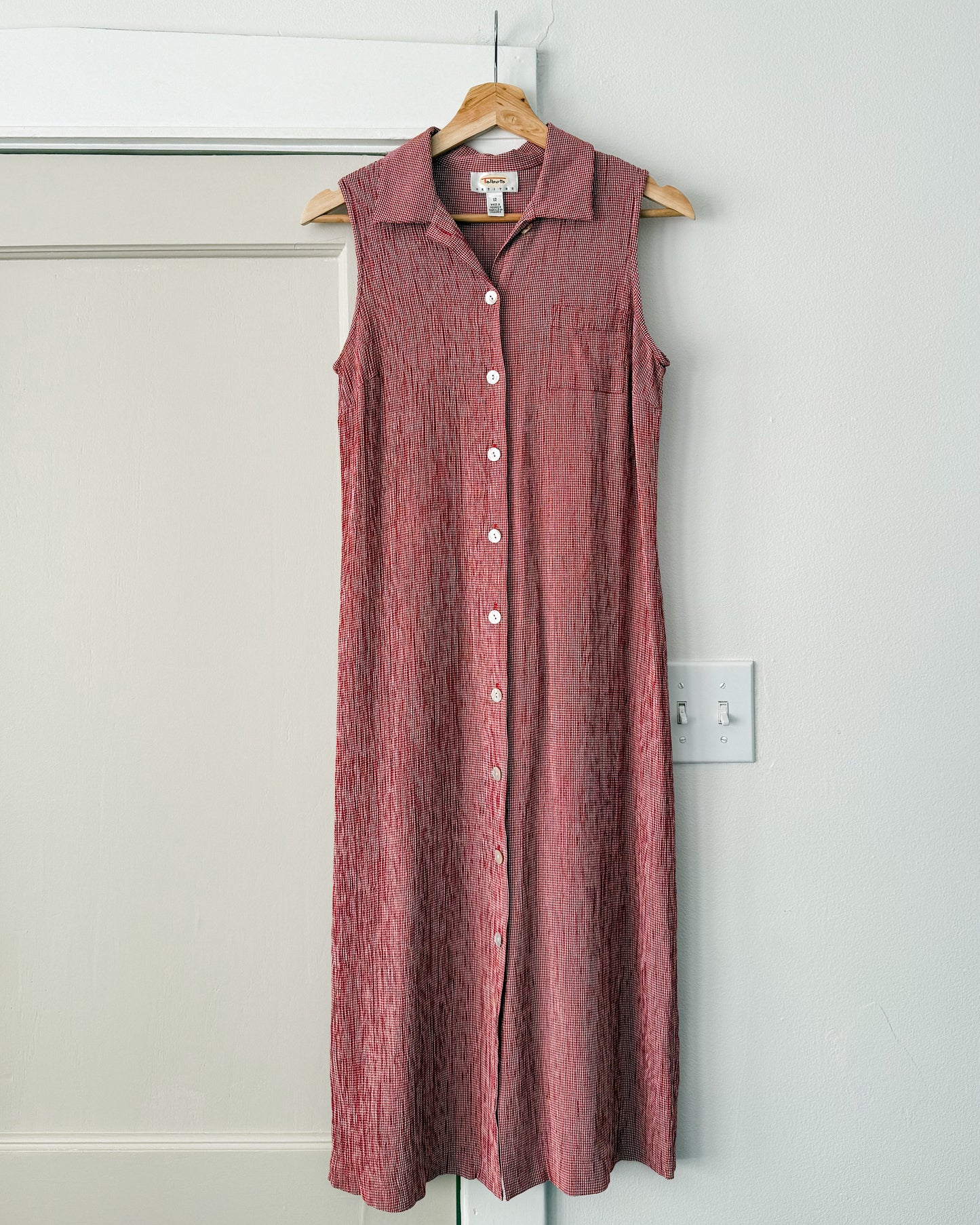 Red Gingham Button Dress