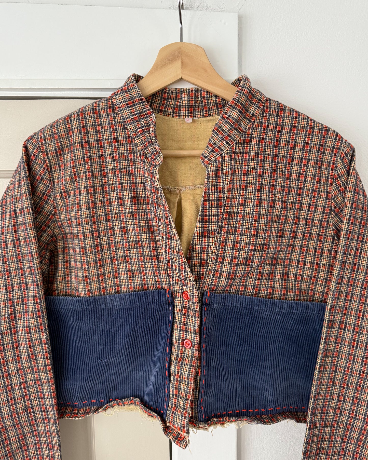 Plaid Patchwork Cropped Jacket