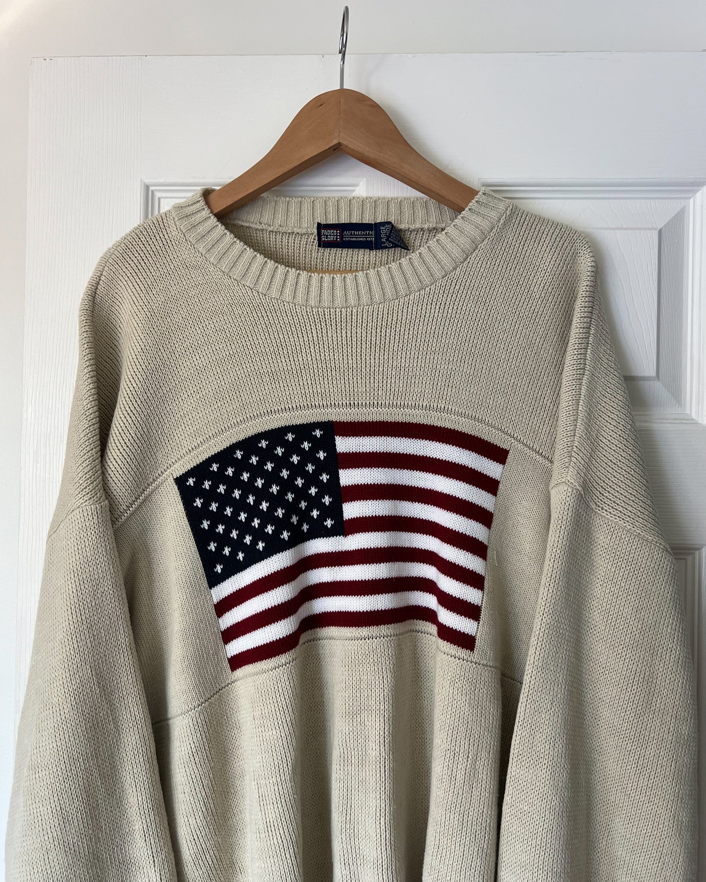 American Flag Off White Knitted Sweater