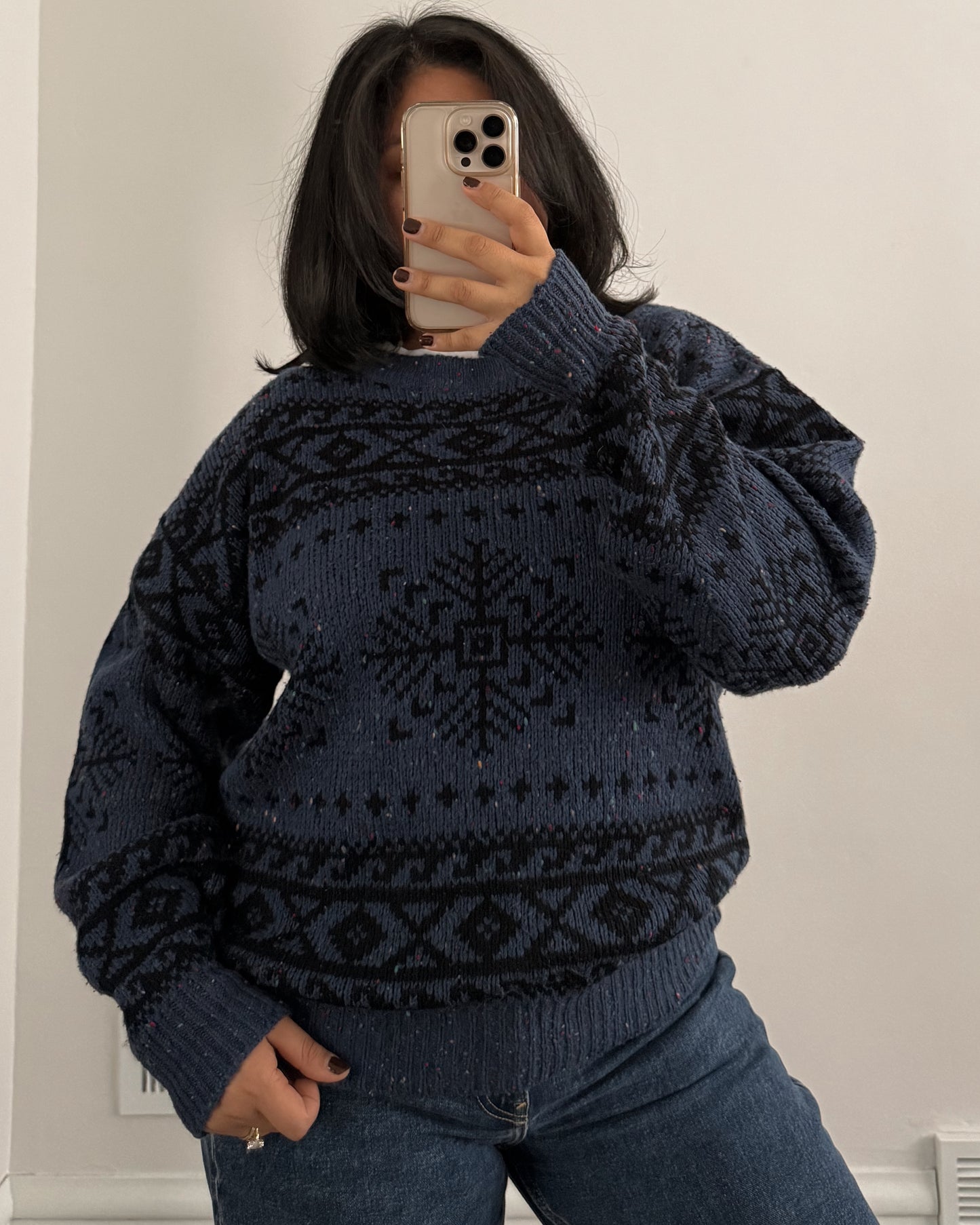 Blue Snowflake Knitted Sweater