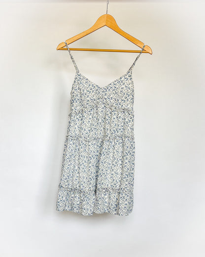 Blue Floral Tiered Dress