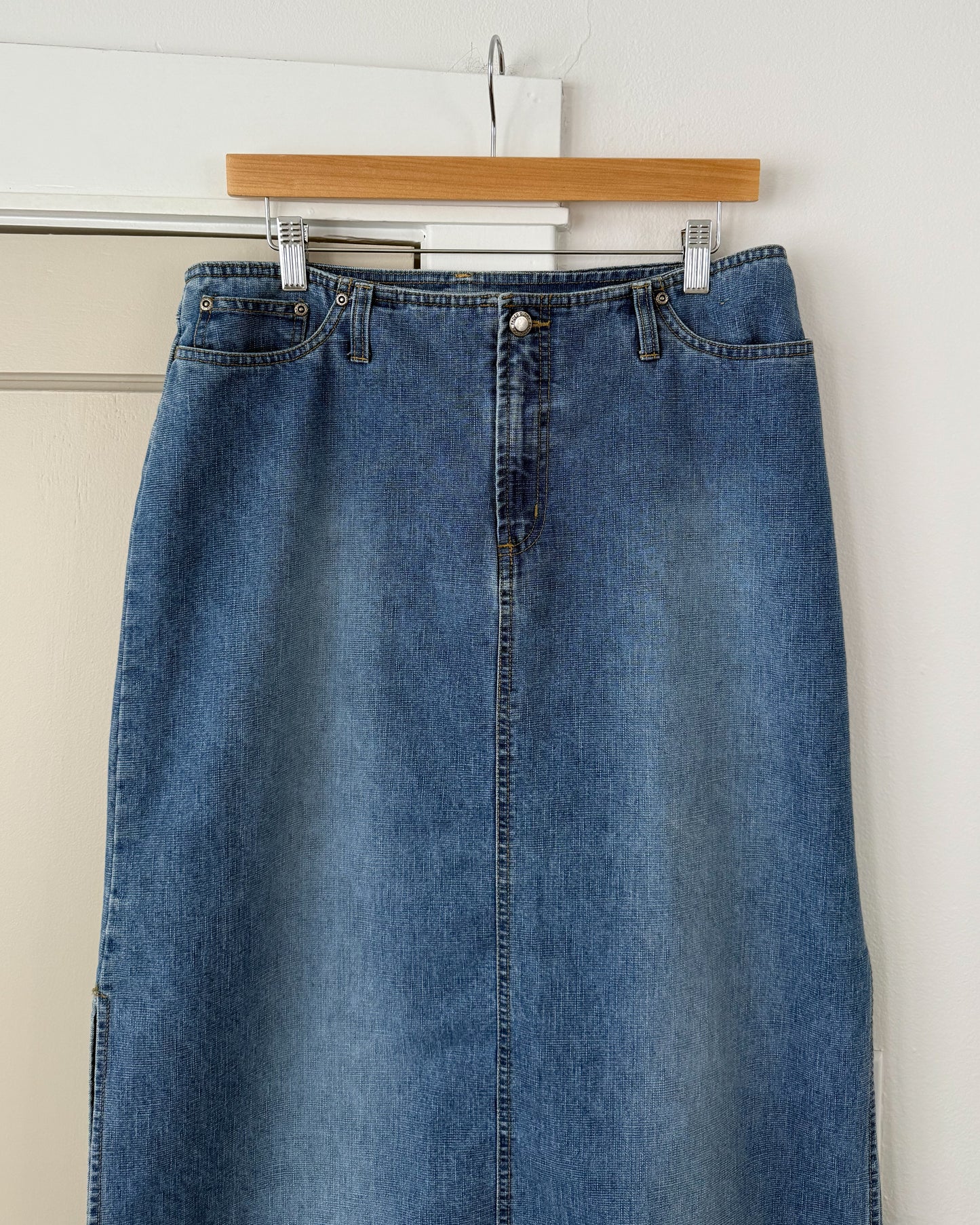 Faded Glory Denim Maxi Skirt W34”