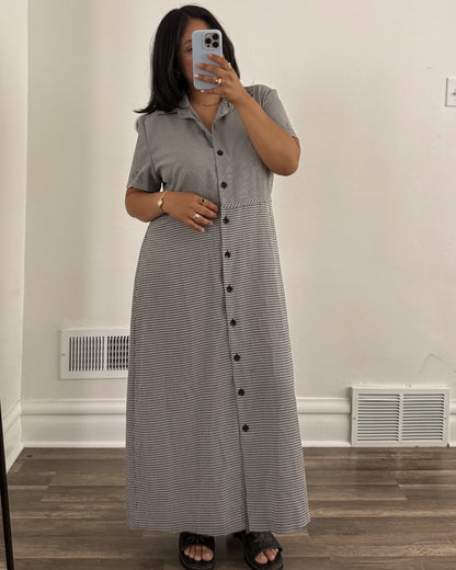 Vintage Black Button Maxi Dress